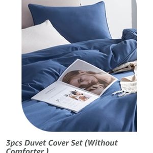 3 pc Blue Duvet Cover, King washed microfiber